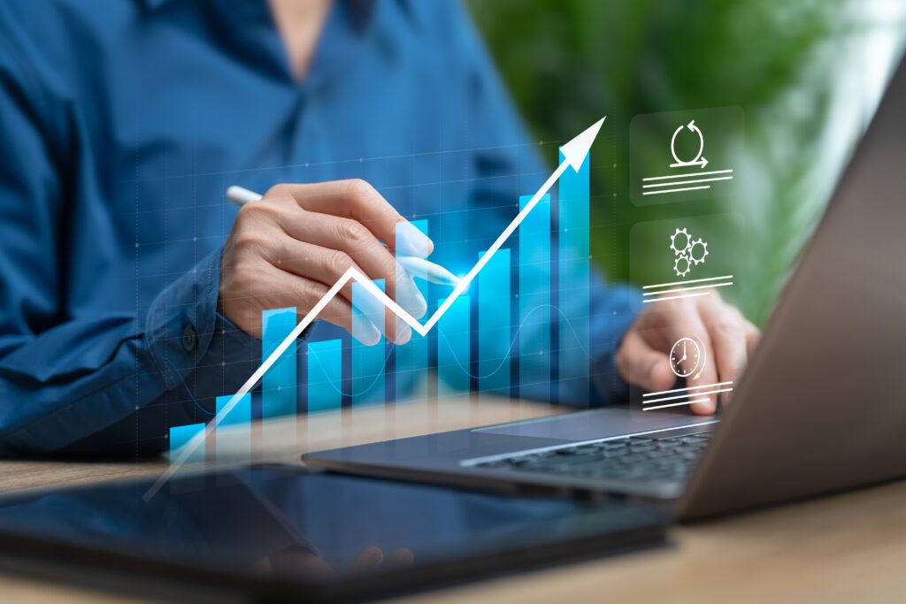 Business,Growth,And,Financial,Development,Concept,,Businesswoman,Drawing,Growth,Graph